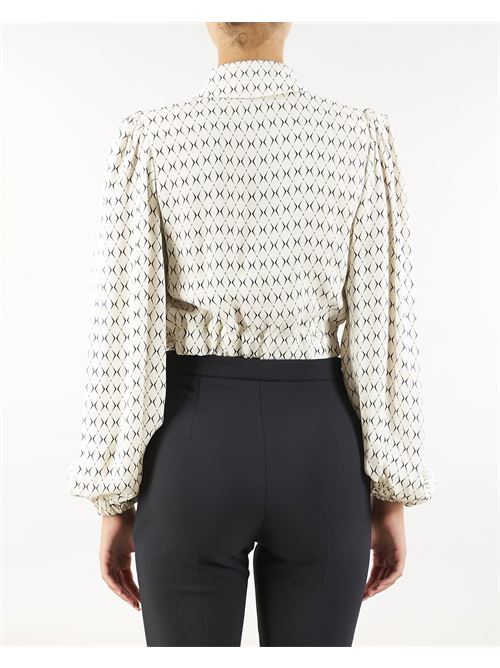 Camicia cropped in georgette stampa rombo con foulard Elisabetta Franchi ELISABETTA FRANCHI | Camicia | CA08746E2E84